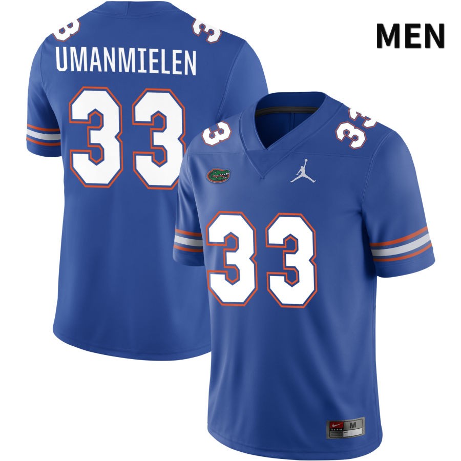 NCAA Florida Gators Princely Umanmielen Men's #33 Jordan Brand Royal 2022 NIL Stitched Authentic College Football Jersey KGM4364XB